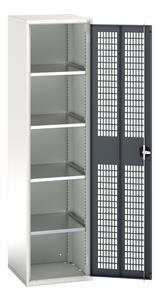 verso ventilated door cupboard with 4 shelves. WxDxH: 525x550x2000mm. RAL 7035/5010 or selected Bott Verso Ventilated door Tool Cupboards Cupboard with shelves